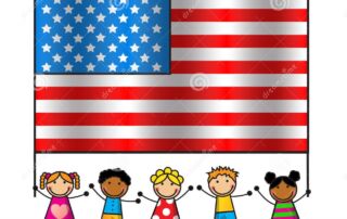 american flag day cartoon children different races holding 40574835