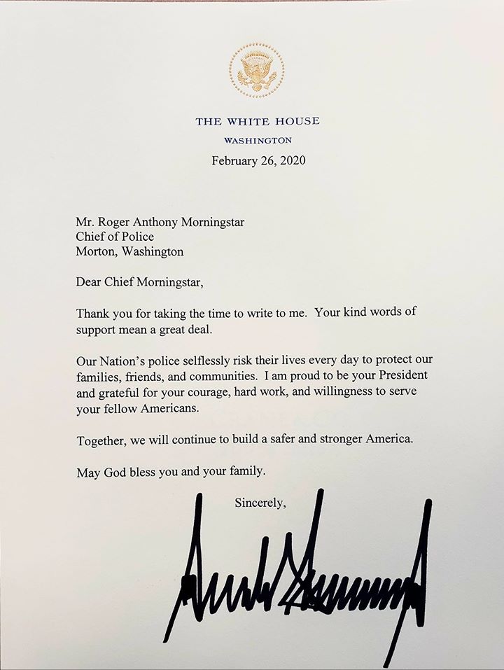 Letter from President Trump
