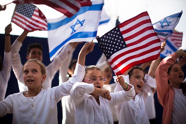Jewish Children and American Flag
